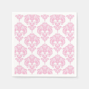 Serviette En Papier Clair rose & blanc Damask Chic Elegant Party