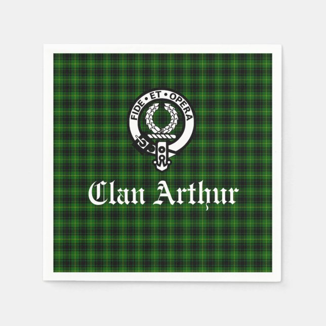 Serviette En Papier Clan Arthur / MacArthur Crest & Tartan (Devant)
