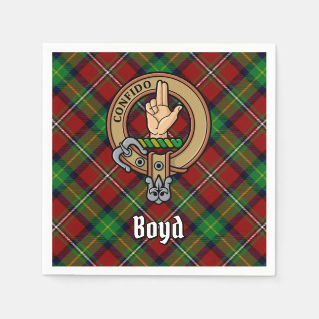 Serviette En Papier Clan Boyd Crest sur Tartan (Devant)
