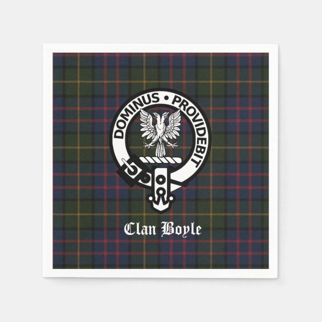 Serviette En Papier Clan Boyle Crest Badge et Tartan (Devant)