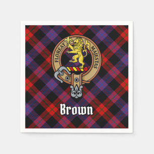 Serviette En Papier Clan Brown Crest sur Tartan