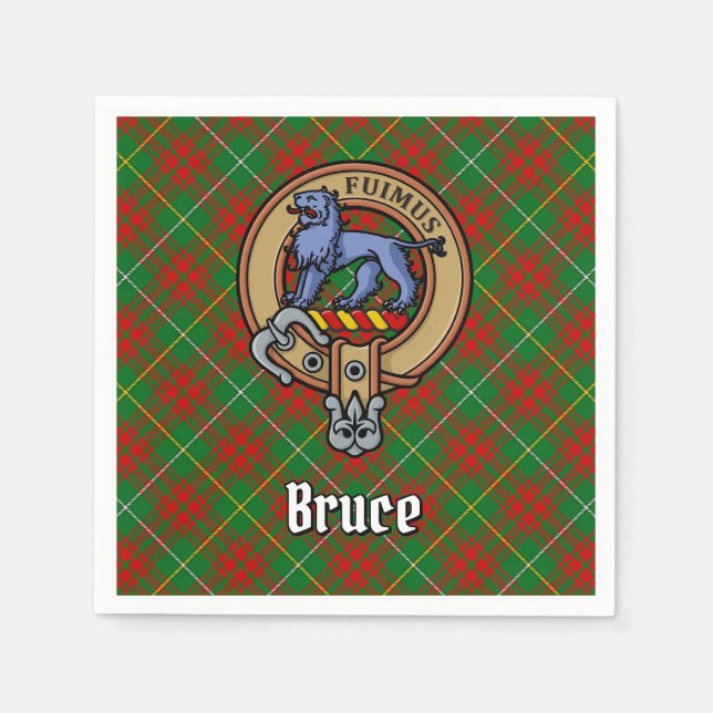 Serviette En Papier Clan Bruce Crest sur la chasse Tartan (Devant)
