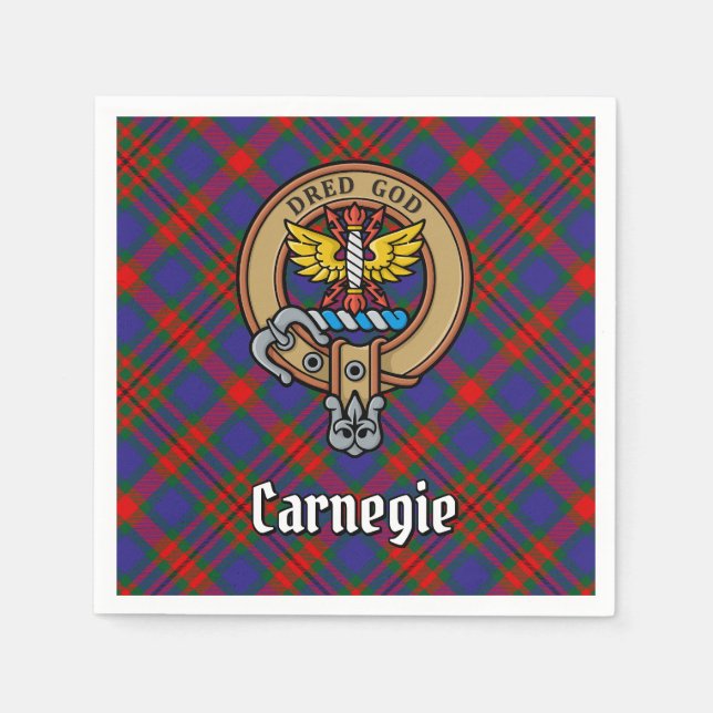 Serviette En Papier Clan Carnegie Crest sur Tartan (Devant)