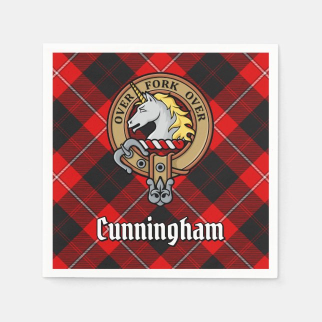 Serviette En Papier Clan Cunningham Crest sur Tartan (Devant)