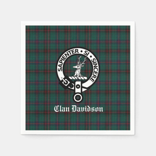 Serviette En Papier Clan Davidson Crest Badge et Tartan (Devant)