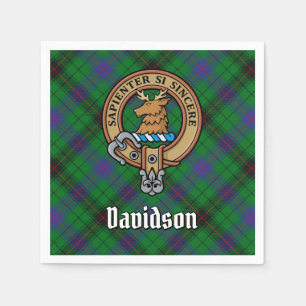 Serviette En Papier Clan Davidson Crest sur Tartan