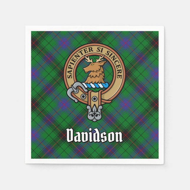 Serviette En Papier Clan Davidson Crest sur Tartan (Devant)