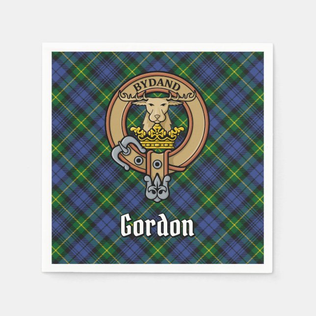 Serviette En Papier Clan Gordon Crest sur Tartan (Devant)
