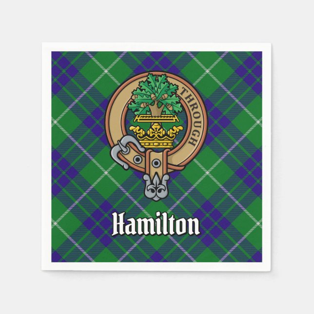 Serviette En Papier Clan Hamilton Crest sur la chasse Tartan (Devant)