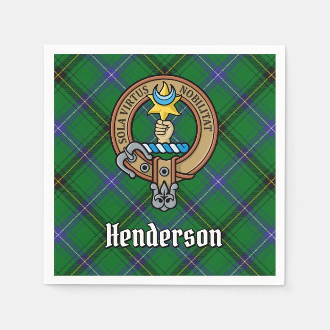 Serviette En Papier Clan Henderson Crest sur Tartan (Devant)