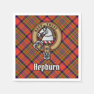 Serviette En Papier Clan Hepburn Crest sur Tartan