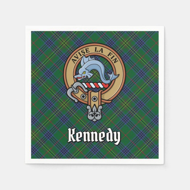 Serviette En Papier Clan Kennedy Crest sur Tartan (Devant)