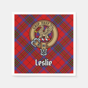 Serviette En Papier Clan Leslie Crest sur Red Tartan