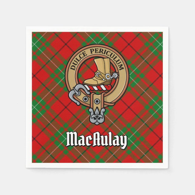 Serviette En Papier Clan MacAulay Crest sur Tartan (Devant)