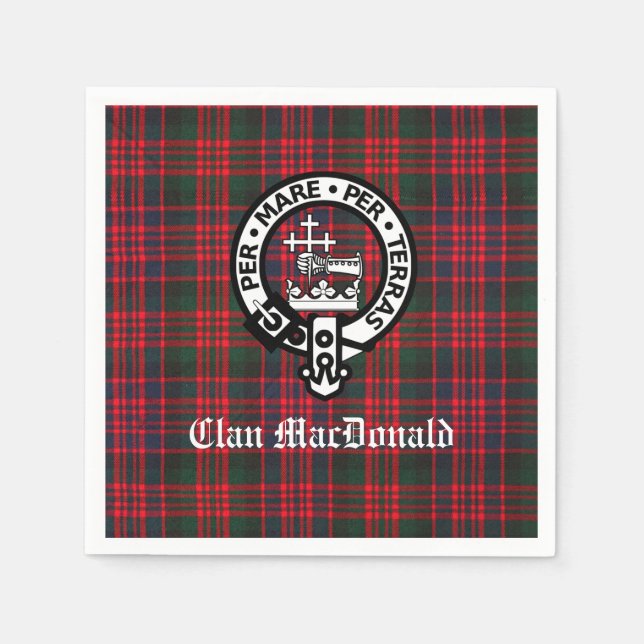 Serviette En Papier Clan MacDonald Crest & Tartan moderne (Devant)