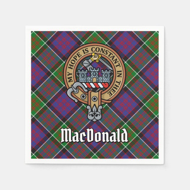Serviette En Papier Clan MacDonald de Clanranald Crest sur Tartan (Devant)