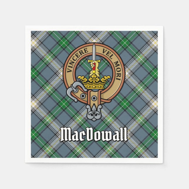 Serviette En Papier Clan MacDowall Crest sur Tartan (Devant)