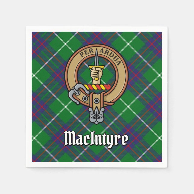 Serviette En Papier Clan MacIntyre Crest sur Tartan (Devant)
