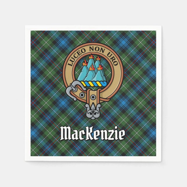 Serviette En Papier Clan MacKenzie Crest sur Tartan (Devant)