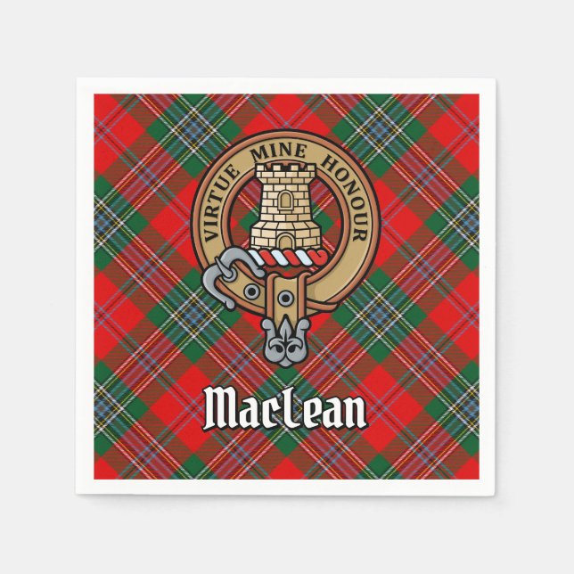 Serviette En Papier Clan MacLean Crest sur Tartan (Devant)