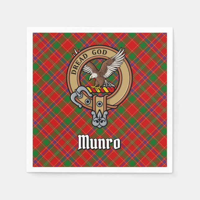 Serviette En Papier Clan Munro Crest over Tartan (Devant)