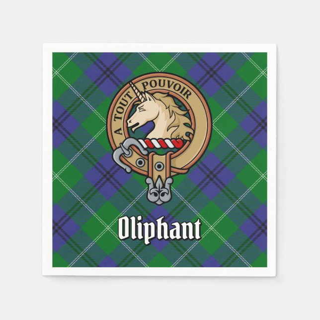 Serviette En Papier Clan Oliphant Crest sur Tartan (Devant)