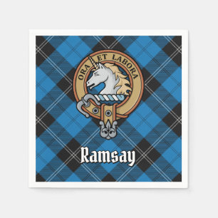 Serviette En Papier Clan Ramsay Crest sur Blue Hunter Tartan