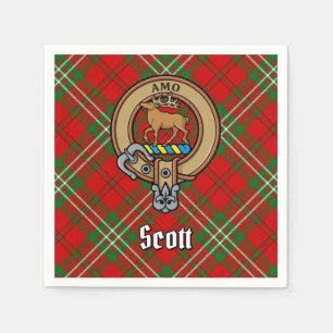 Serviette En Papier Clan Scott Crest sur Red Tartan