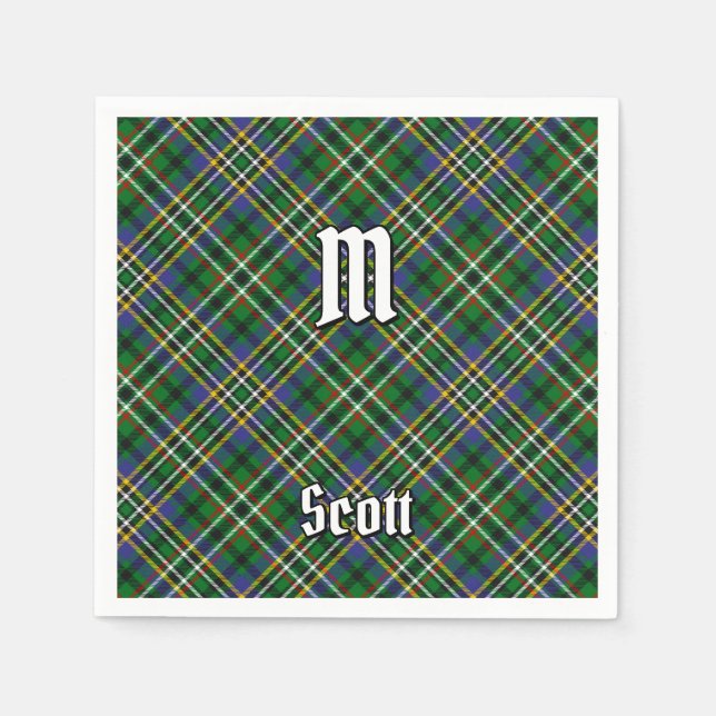 Serviette En Papier Clan Scott Green Tartan Napkins (Devant)