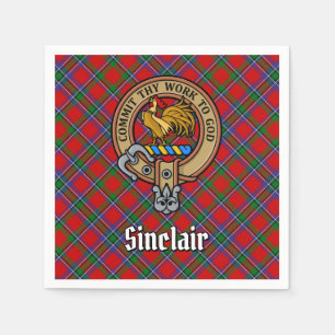 Serviette En Papier Clan Sinclair Crest sur Red Tartan