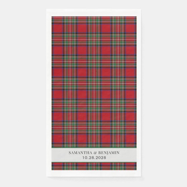 Serviette En Papier Clan Tartan Stewart Plaid Noir Rouge Mariage sur m (Devant)