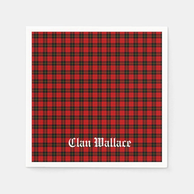 Serviette En Papier Clan Wallace Tartan et le texte (Devant)