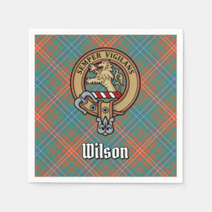 Serviette En Papier Clan Wilson Crest au-dessus de Tartan antique