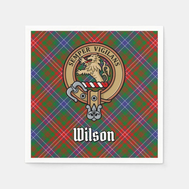 Serviette En Papier Clan Wilson Crest sur Tartan moderne (Devant)