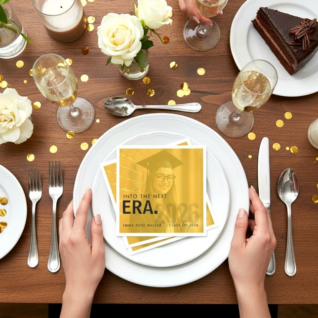Serviette En Papier Class of 2026 Golden Photo (Créateur téléchargé)