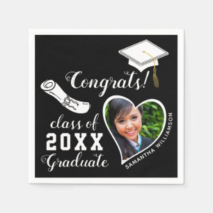 Serviette En Papier Classe 2023 Grad Photo noir et blanc