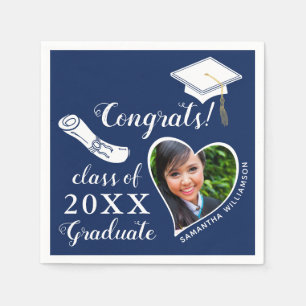 Serviette En Papier Classe Bleu et Blanc de 2025 Graduate Graduation