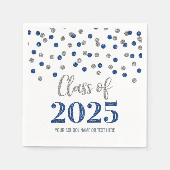 Serviette En Papier Classe Confetti Bleu Argent de 2025 serviettes (Devant)