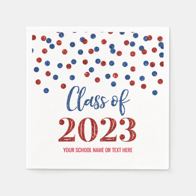 Serviette En Papier Classe Confetti Bleu Rouge de 2023 serviettes (Devant)