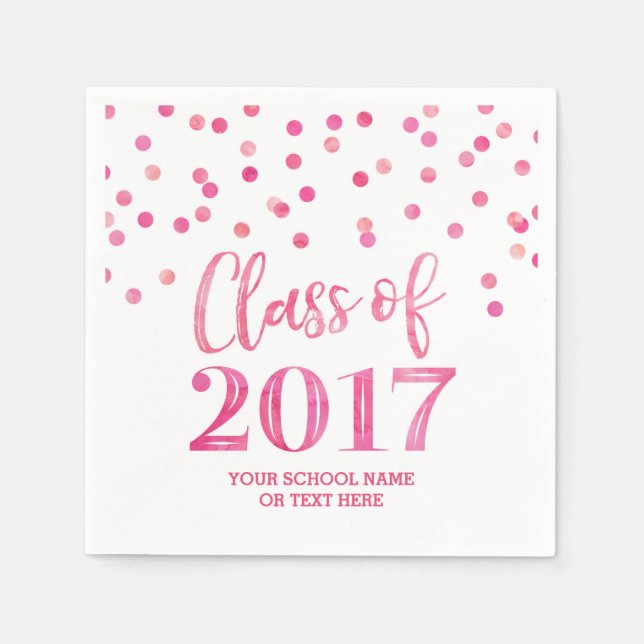 Serviette En Papier Classe Confetti d'aquarelle rose de 2017 (Devant)