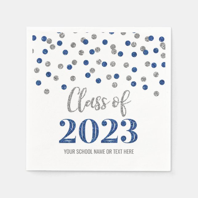 Serviette En Papier Classe Confetti en argent bleu de 2023 (Devant)