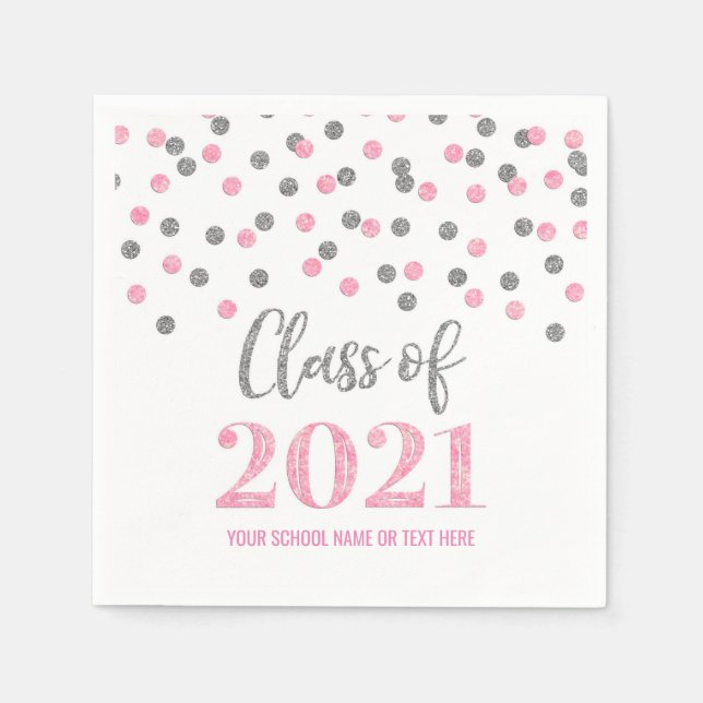 Serviette En Papier Classe Confetti en Argent Rose de 2021 (Devant)