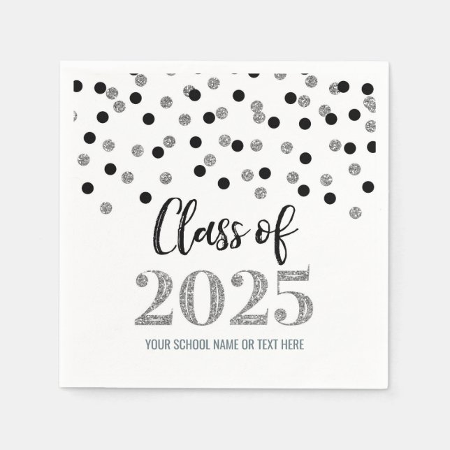 Serviette En Papier Classe Confetti Noir Argent de 2025 serviettes (Devant)