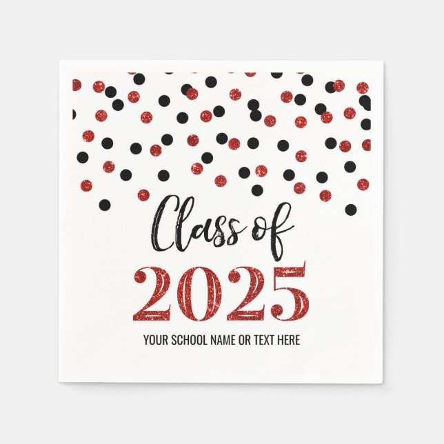 Serviette En Papier Classe Confetti Noir Rouge de 2025 serviettes (Devant)