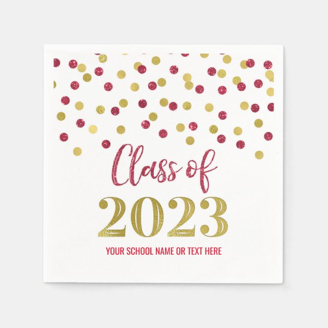 Serviette En Papier Classe Confetti Or Rouge de 2023 serviettes (Devant)