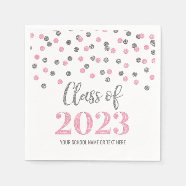 Serviette En Papier Classe Confetti Rose Argent de 2023 serviettes (Devant)
