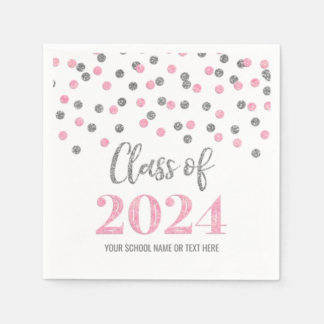 Serviette En Papier Classe Confetti Rose Argent de 2024 Napkins (Devant)