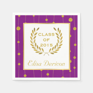 Serviette En Papier Classe de 2015 laurier d'or couronnes pourpre grad