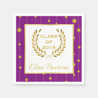 Serviette En Papier Classe de 2015 laurier d'or couronnes pourpre grad