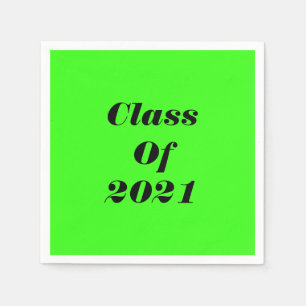 Serviette En Papier Classe De 2021 Custom Neon Green Graduation Party